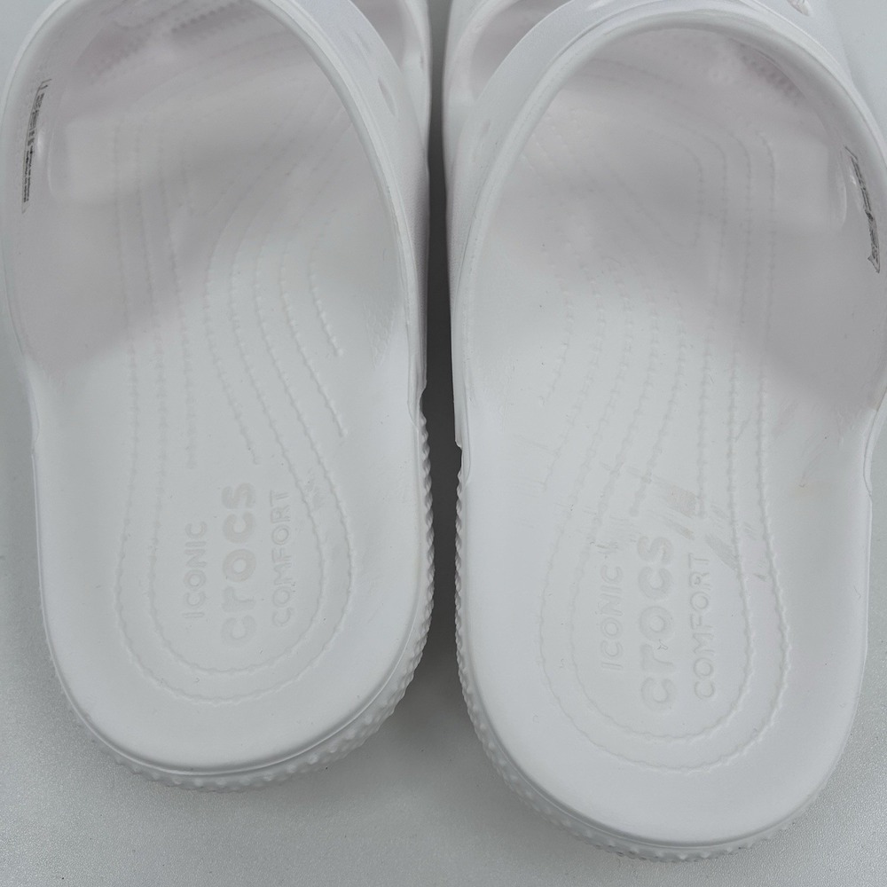 Crocs Classic Two-Strap‎ Slide Sandals Size Women 10 Mens 8 White Comfort Casual - Picture 4 of 9